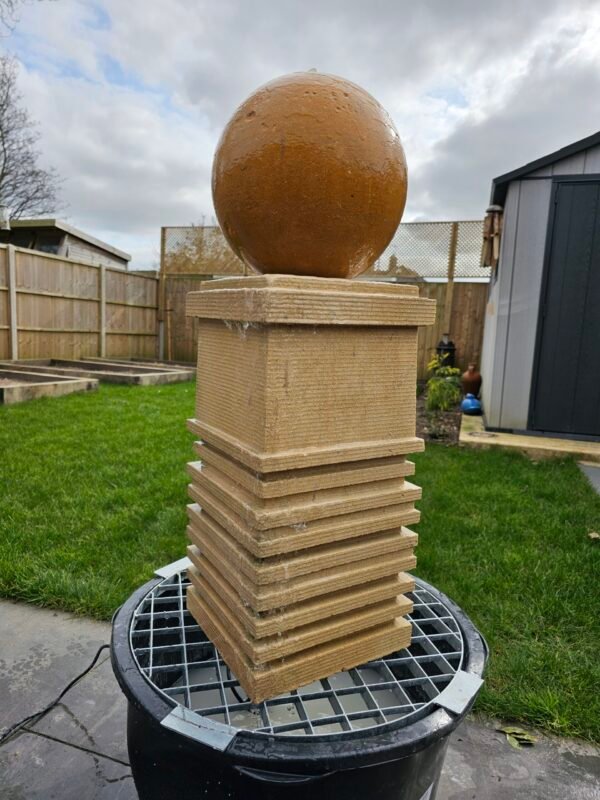 Rustic Natural Limestone Water Feature with Decorative Ball