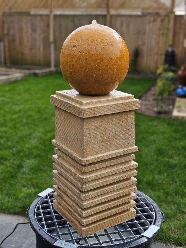 Rustic Natural Limestone Water Feature with Decorative Ball