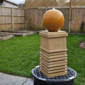 Rustic Natural Limestone Water Feature with Decorative Ball