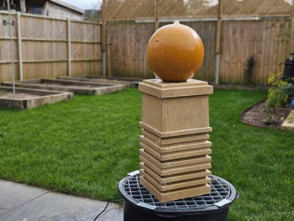 Rustic Natural Limestone Water Feature with Decorative Ball