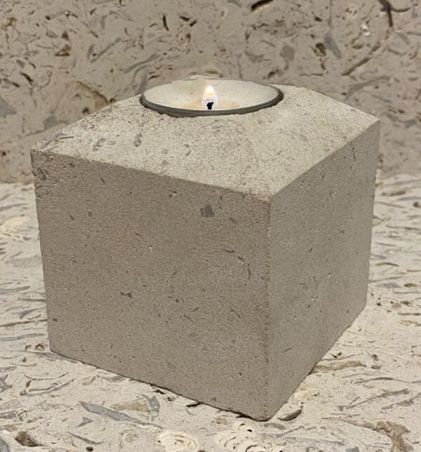 Handmade limestone tealight holder