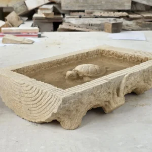 Limestone Turtle Sculpture Water Log Tray "Crush"